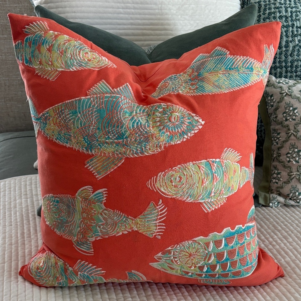 Tommy Bahama Fish Pattern Throw Pillow